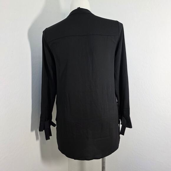 Simply Vera Vera Wang Black Embellished Chiffon blouse sz L - Picture 5 of 9